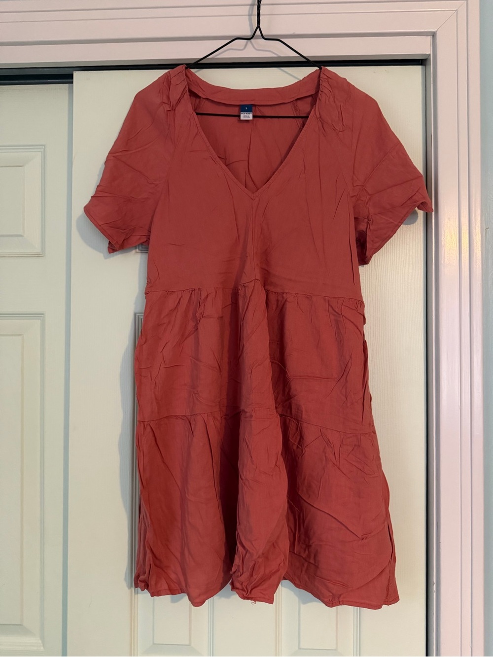 Old Navy Rust Red V-Neck Tiered Babydoll Dress